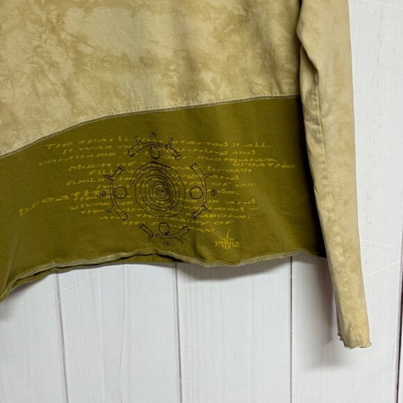 prAna Long-Sleeve V-Neck Women’s Large Olive/Sand Graphic Tee EUC - Picture 3 of 11